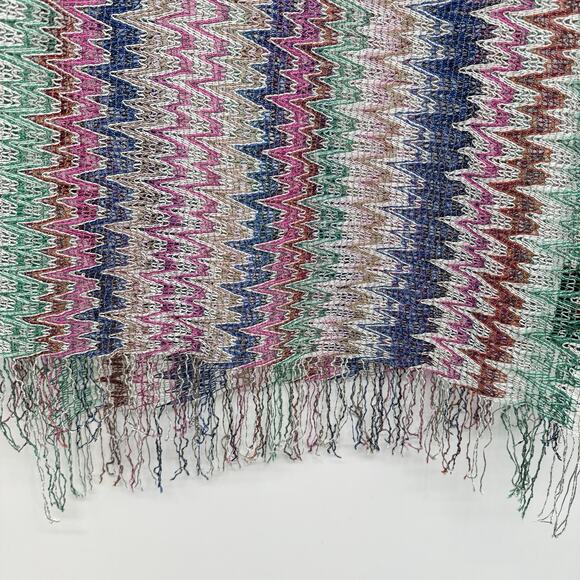 Missoni Signature Zigzag Chevron Knitted Scarf Multicolor 70" x 30" Fringe Italy - Picture 6 of 8